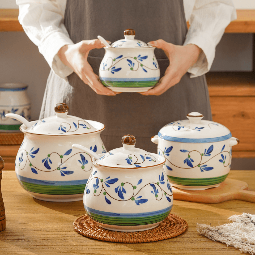 桔子风物中式调料罐厨房家用装猪油罐大容量陶瓷盐罐调味罐辣椒罐