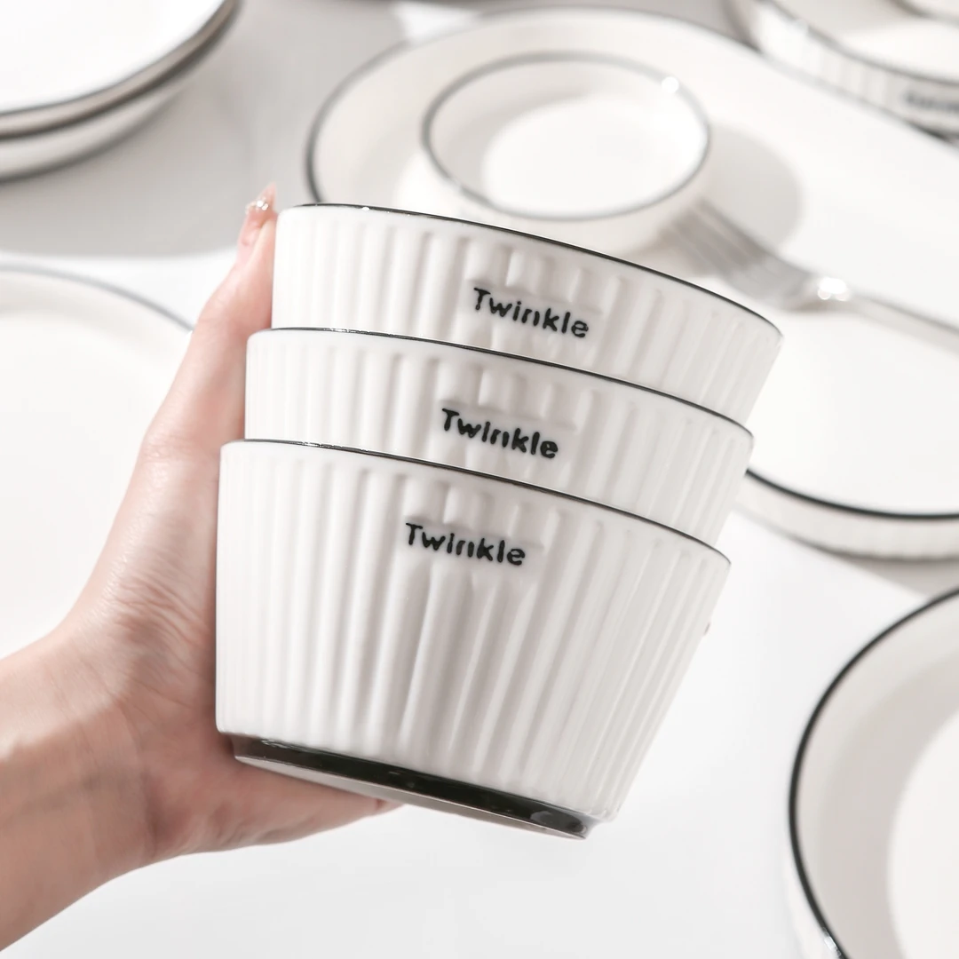 轻奢陶瓷吃饭碗 家用好看的米饭碗小碗2023新款碗碟套装餐具饭碗