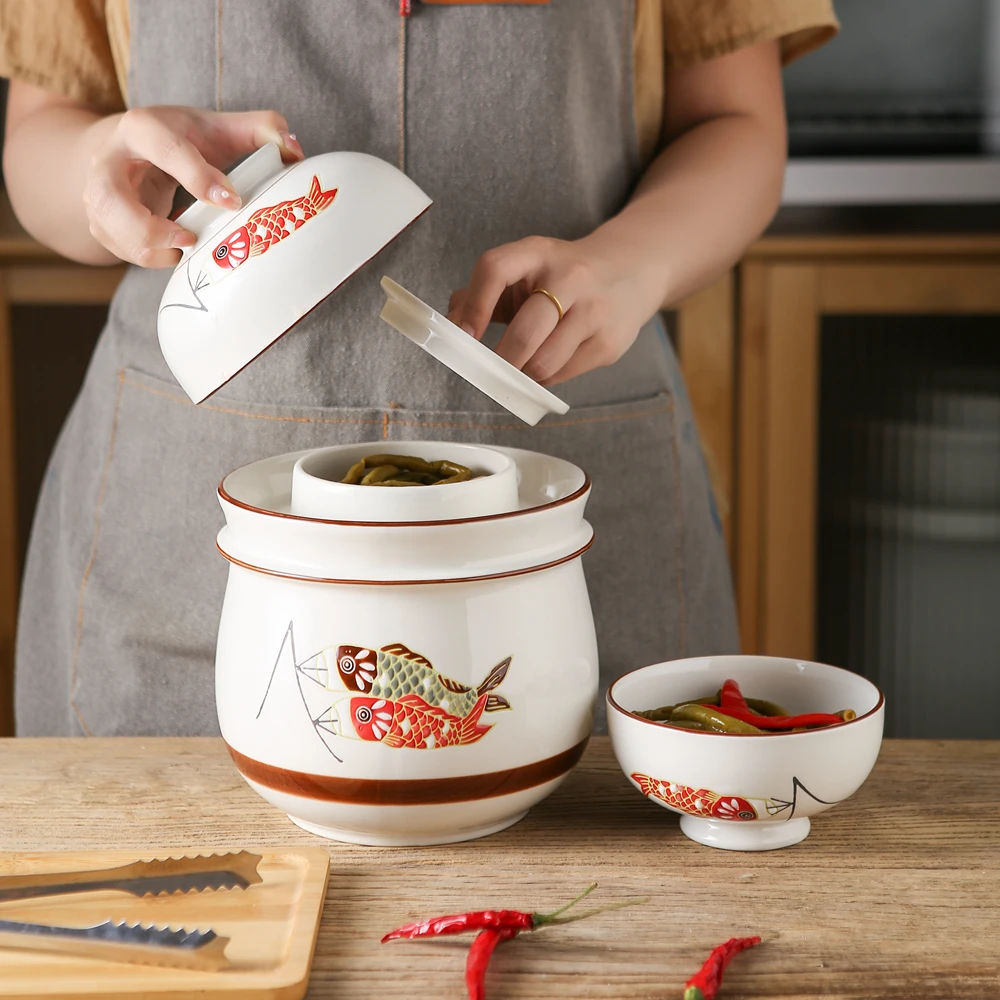 陶瓷泡菜坛子家用腌酸菜专用罐子密封内盖四川泡菜坛腌菜罐泡菜罐