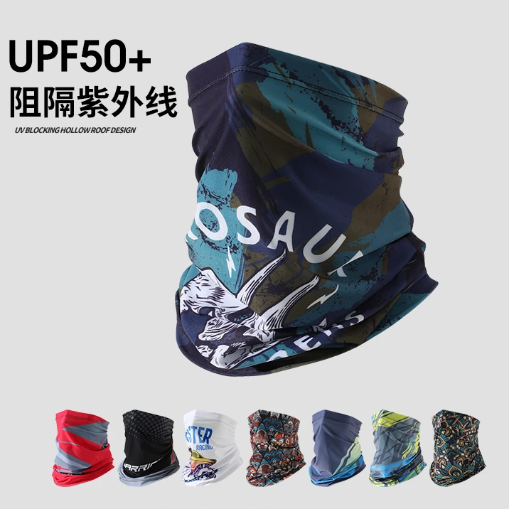 防晒面罩男士夏季骑行防紫外线遮阳脸罩冰丝护脖户外钓鱼冰袖薄