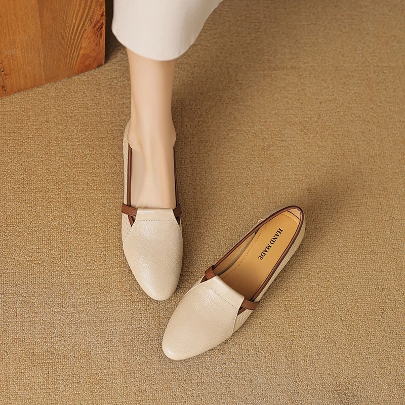 3cm羊皮镂空夏季平时小皮鞋平跟单鞋女镂空透气单鞋