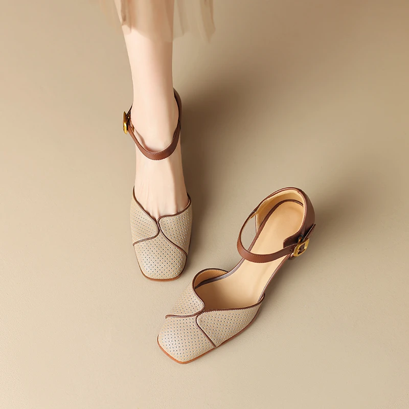 包头凉鞋夏季2024新款中跟粗跟百搭