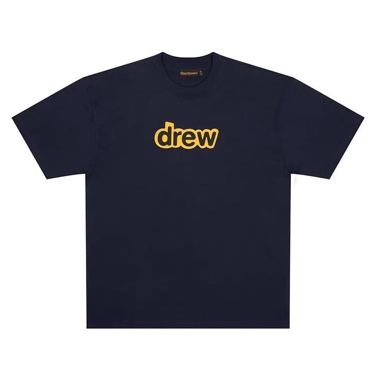 drew house secret字母印花圆领短袖T恤 海军蓝 男女同款情侣款