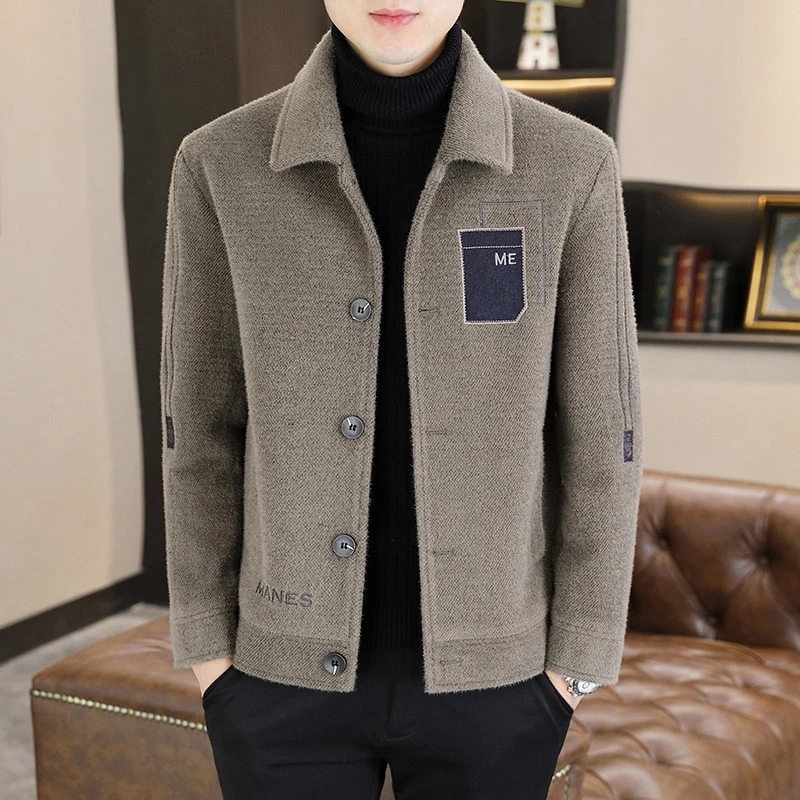 秋冬季新款男士毛呢大衣短款韩版休闲修身加厚呢子外套翻领夹克