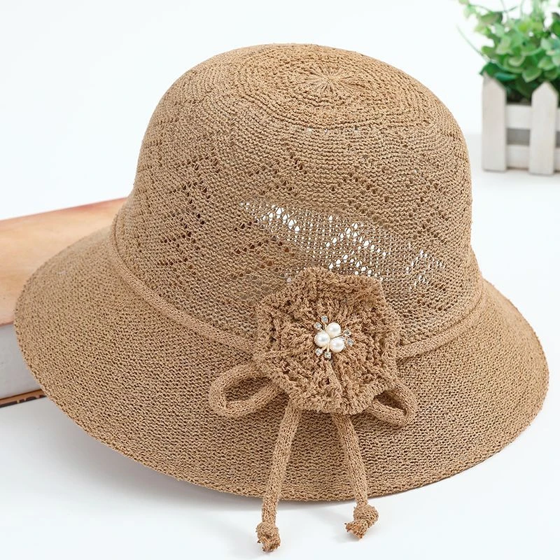 新款女遮阳凉帽韩版时尚妈妈春夏太阳帽防晒防紫外线奶奶花朵盆帽