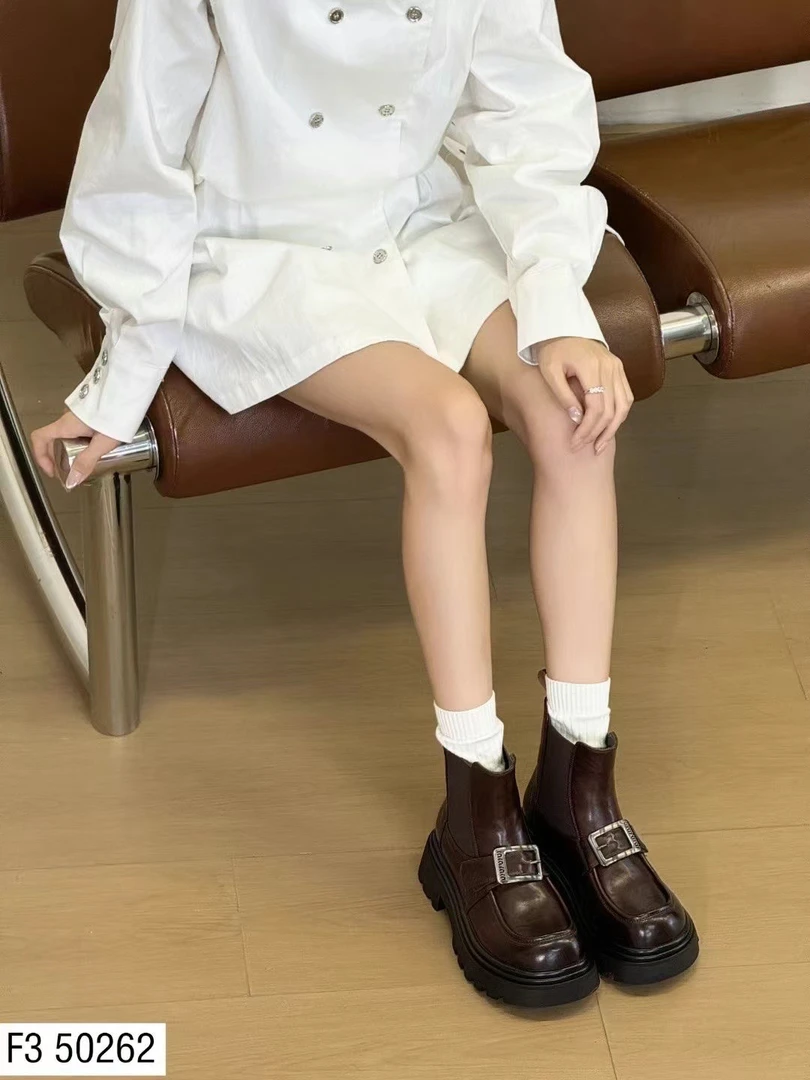 F3潮流女鞋切尔西烟筒靴