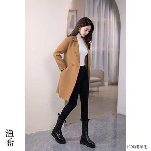 【100%纯羊毛】新款时尚气质百搭显瘦双排扣中长款双面羊毛大衣全羊
