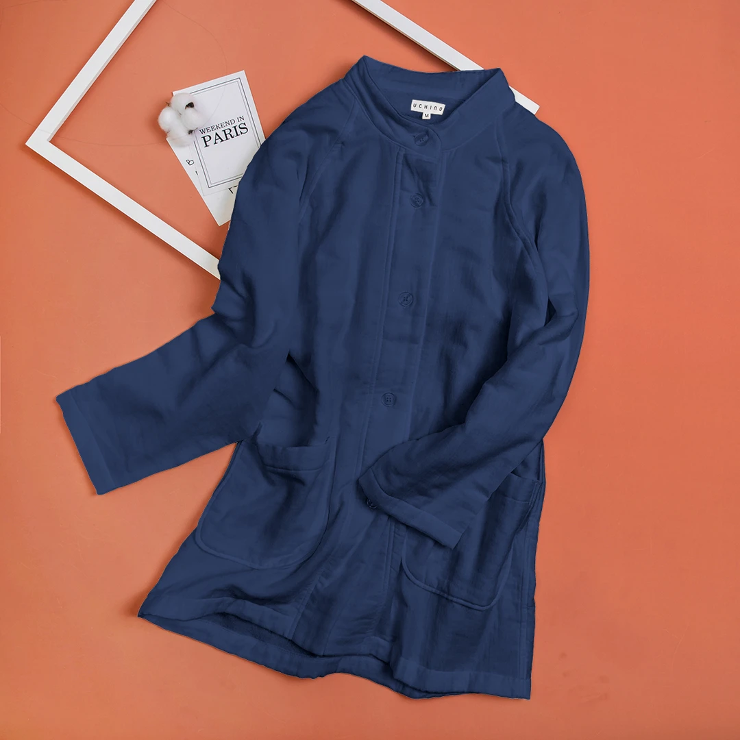 UCHINO/内野棉花糖单面纱布毛圈女士对襟开衫家居服A343