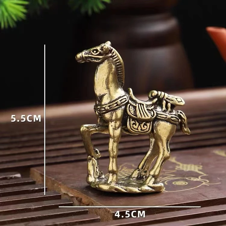 【士鸿】黄铜手工个性金色实心马上蝇茶桌摆件小把件高档书桌装饰