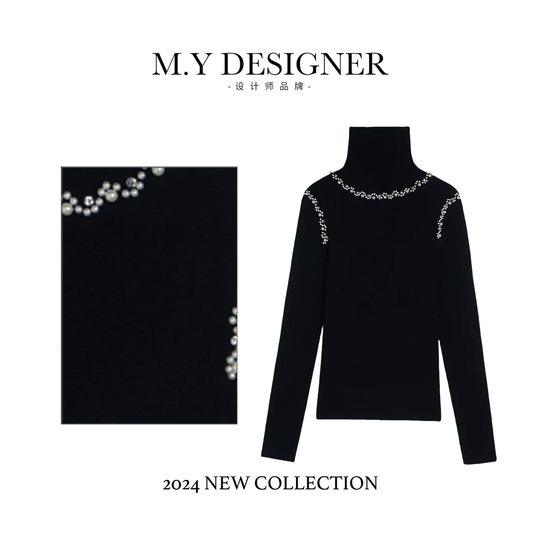 M.Y媛总 14针蚕丝绵羊毛重工钉珠针织衫4380-818-28