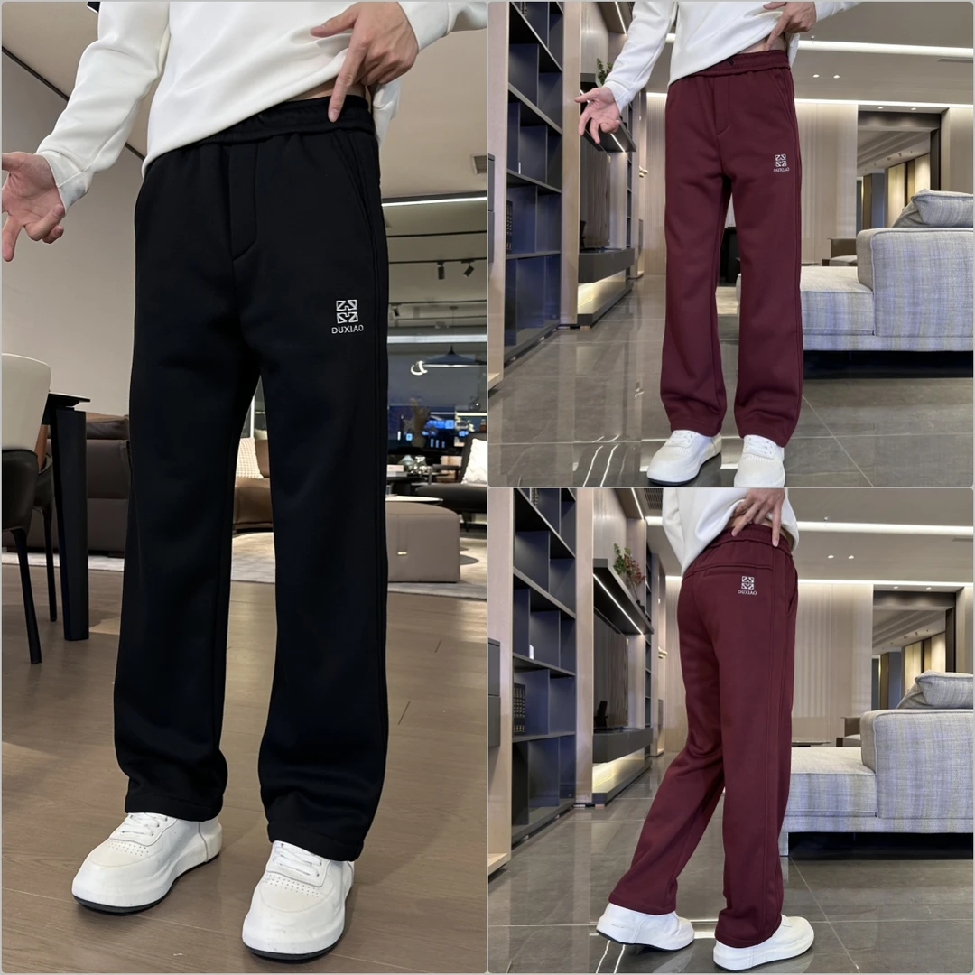 直筒裤秋冬保暖休闲卫裤男裤子加厚运动裤休闲裤男士男款加绒裤子