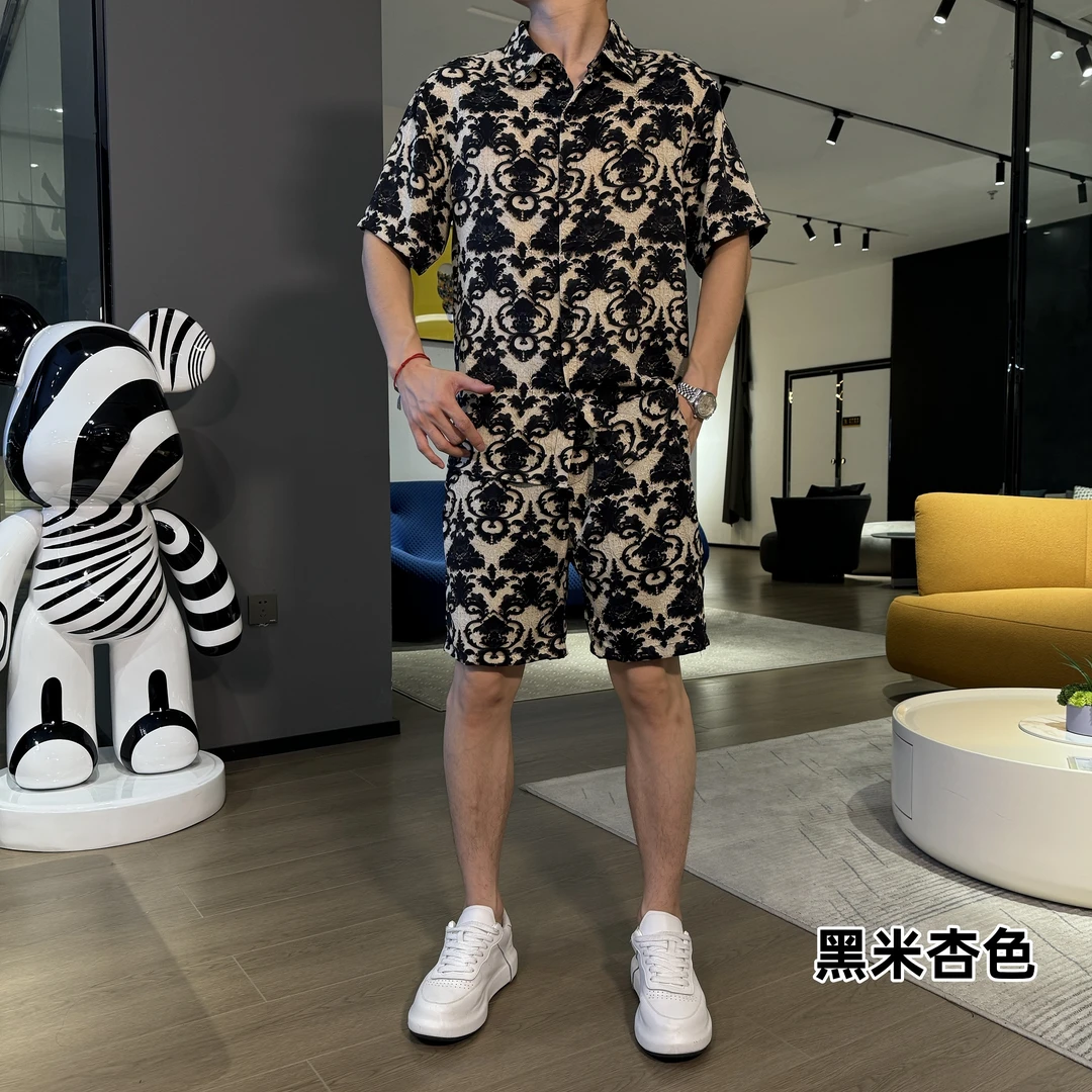 夏季新款时尚套装休闲百搭男士痞帅套装薄款潮流宽松轻奢短袖短裤