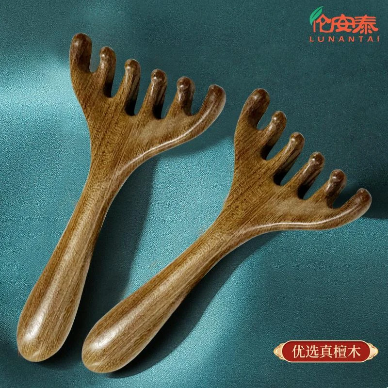 【工厂价】鹿角檀木五爪梳头部经络梳头皮按摩梳子头疗五指梳鹿角梳