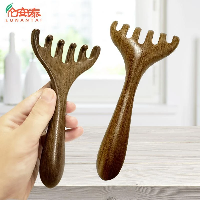 檀木鹿角梳经络按摩梳多功能经络梳五爪按摩梳小耙子头部按摩梳子