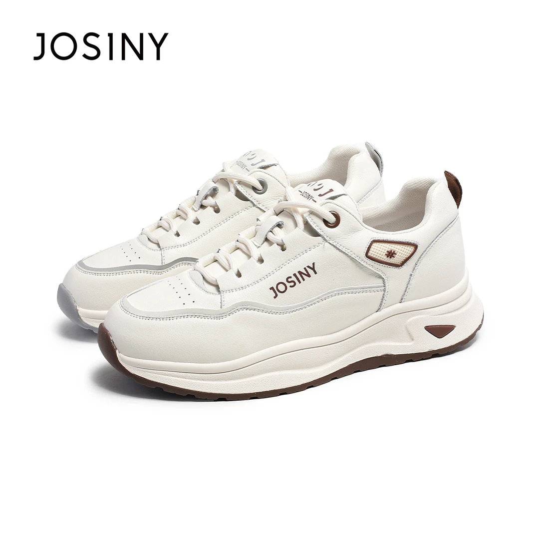 卓诗尼2024秋季潮流百搭白色休闲鞋时尚舒适厚底白色运动鞋女鞋