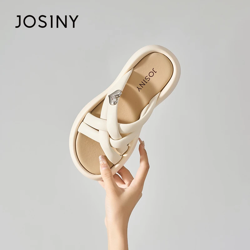 【粉丝专属】卓诗尼凉鞋夏季新款网红复古女厚底休闲一字拖外穿凉拖