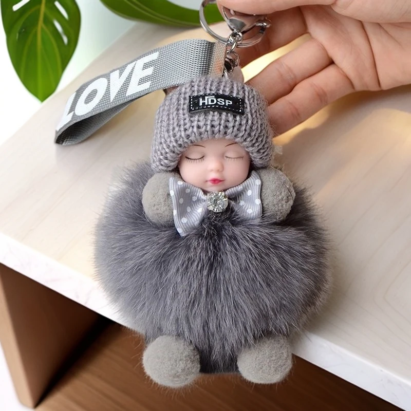 真狐狸毛娃娃包挂钥匙扣