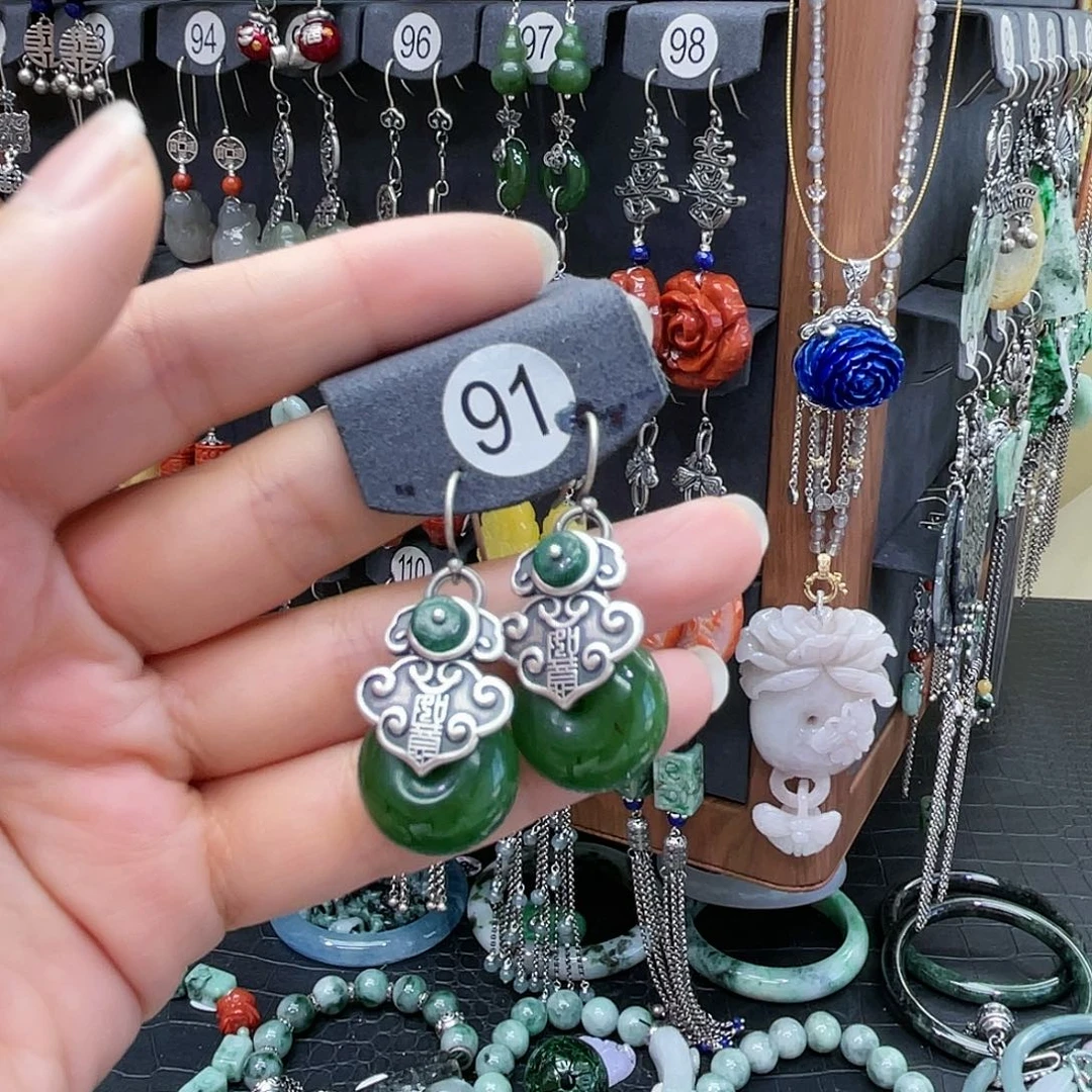 和田玉耳饰银S925镶嵌凡**凡071gbbhh