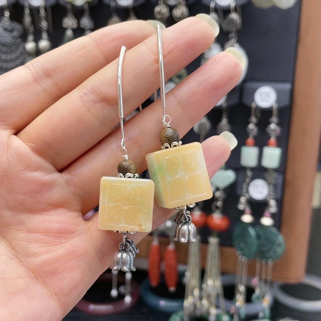 翡翠耳饰银S925镶嵌传*723hjjhh