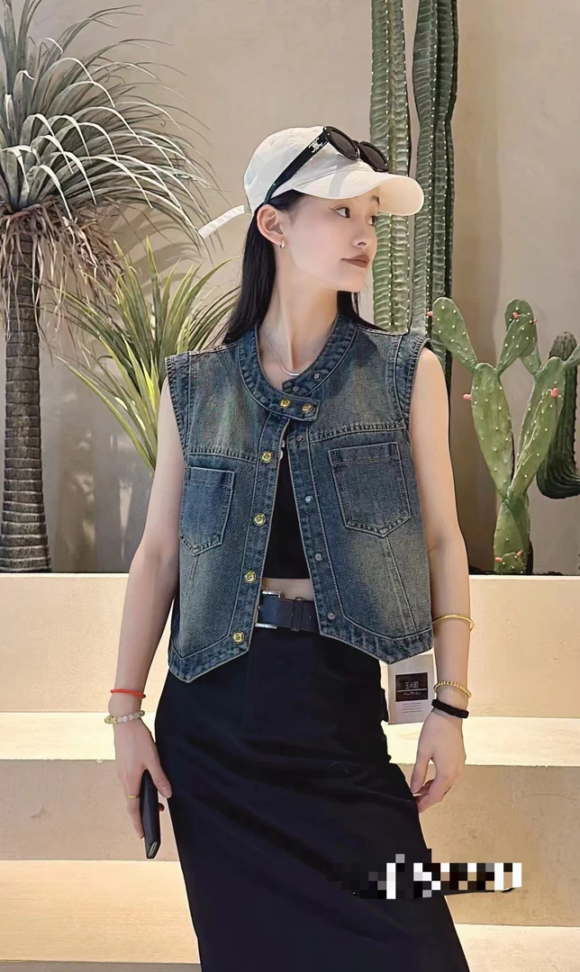 2024秋季新品时尚洋气百搭牛仔马甲