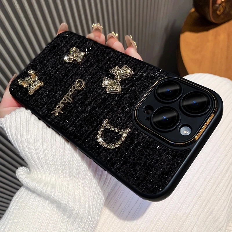 毛绒小香风适用苹果16手机壳iPhone15promax带镜头膜14女款13新款