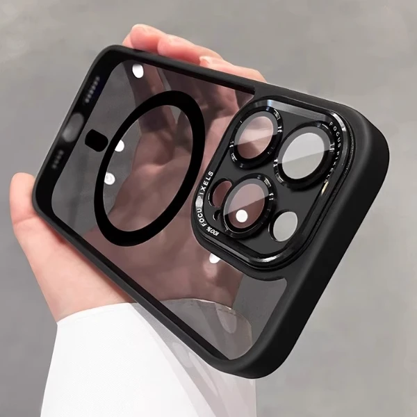 磁吸高级感金属镜头iPhone15promax手机壳苹果16/17透明14简约13