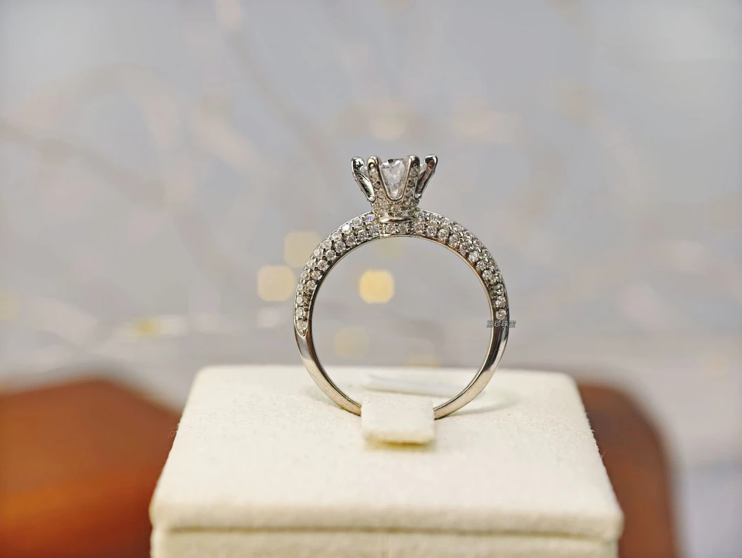 925银莫桑石银制品 【半壁江山】1克拉-5克拉经典戒指轻奢女王结婚