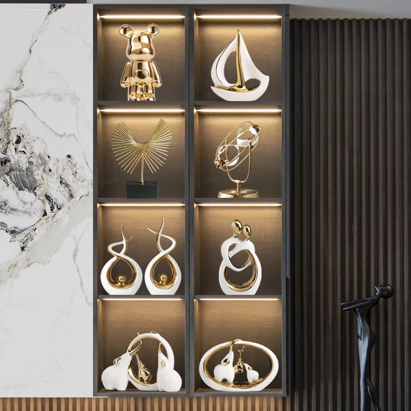 酒柜装饰品摆件套装红酒架现代轻奢高档家居客厅玄关电视柜暴力熊