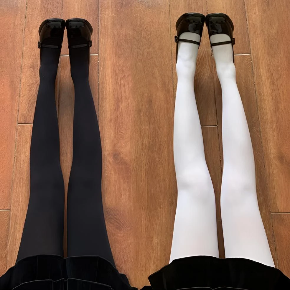 80/120D薄款天鹅绒黑色春夏秋打底裤袜jk学院风白色丝袜日系