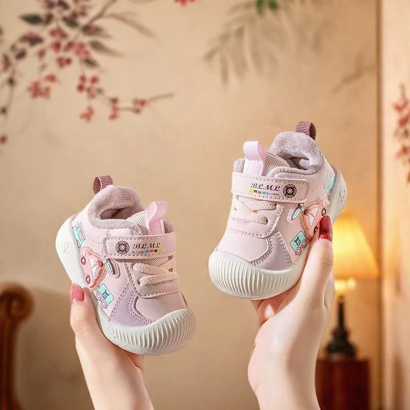 宝宝冬季鞋子加绒0一1-3岁保暖棉鞋男婴儿学步鞋女童软底秋冬棉鞋