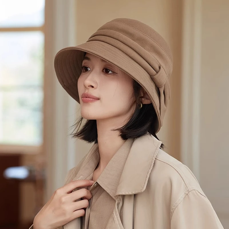 GAITTC渔夫春秋冬季女网红休闲百搭盆帽英伦大头围显脸小时尚礼帽
