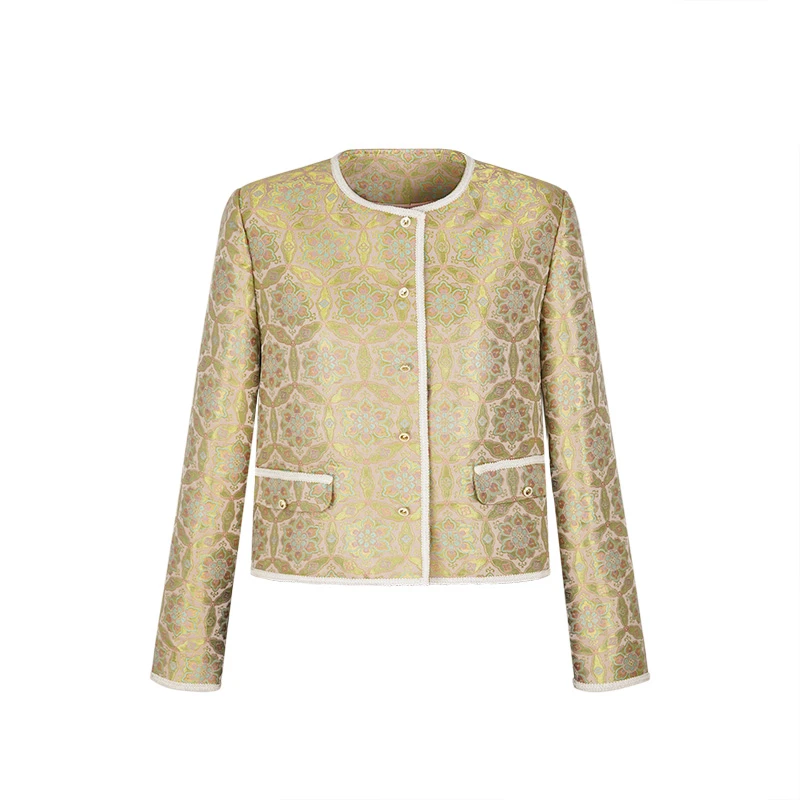 陆美英宋锦（粉金宝相花外套）新中式中国风国风宋锦外套Y24A018