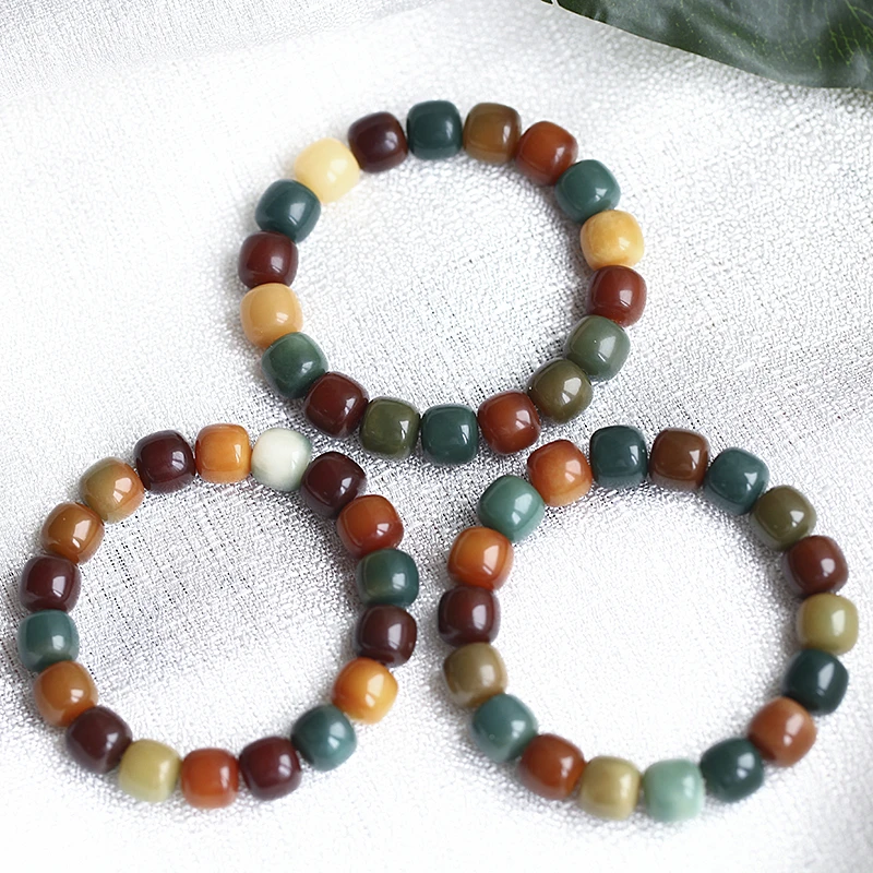 【吴小姐原创】原生态菩提根白玉菩提籽老型圈多宝浓郁色系手串