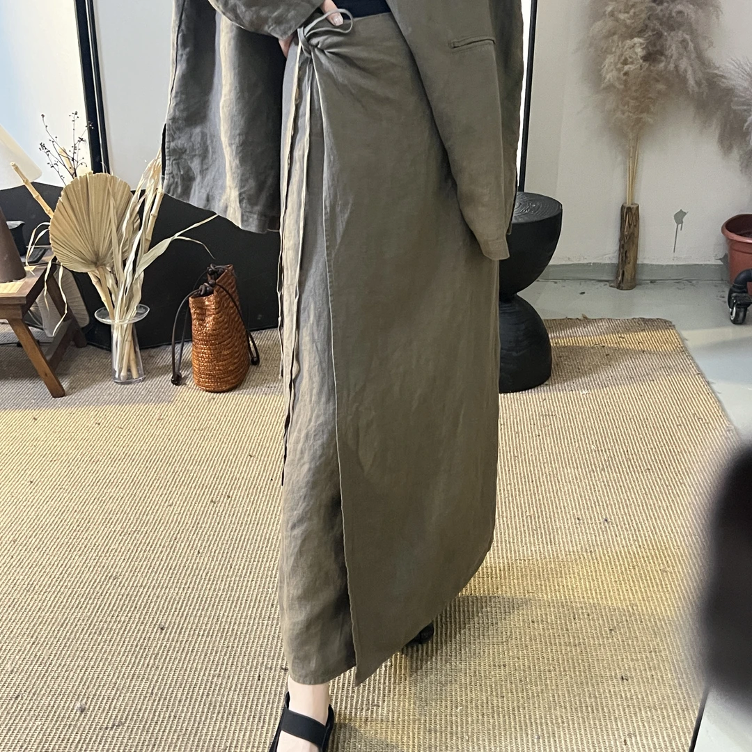 半自由气质百搭纯色半身裙女2024新款秋季调节扣高腰显瘦裙