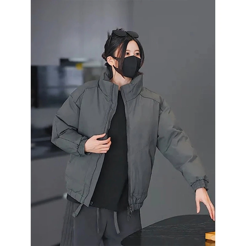 灰色晋江工装棉服男款冬季潮牌美式机能棉衣外套中性风加厚派克服