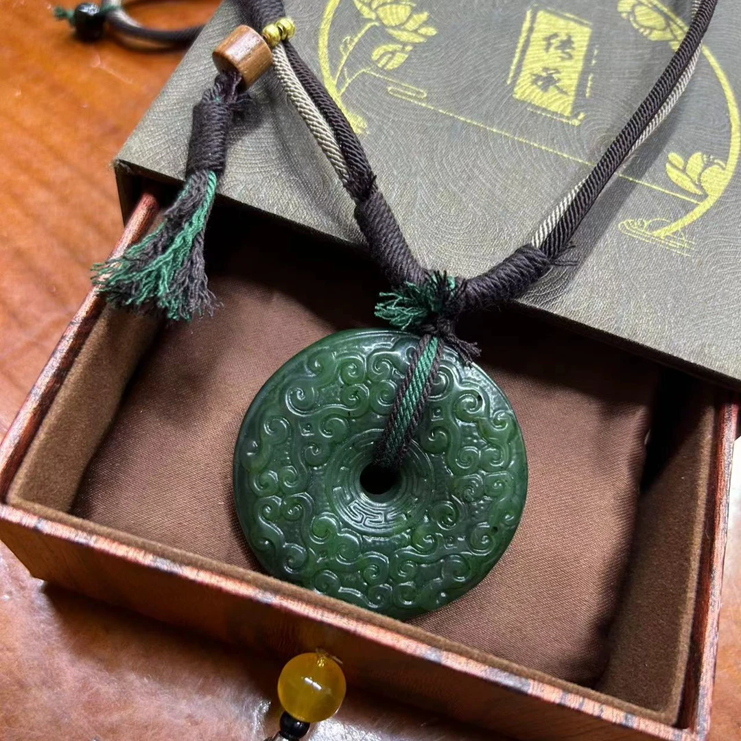 和田碧玉 平安扣 双面工艺 挂件项链 （多样性发货发一）