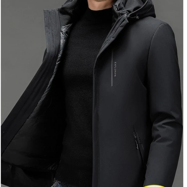 Y23099男士羽绒服可脱卸内胆防风中长款保暖连帽三合一外套