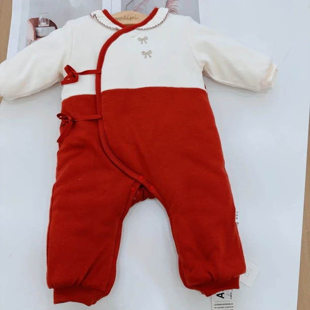 娃丽比2024秋冬新生儿宝宝绑带连体衣