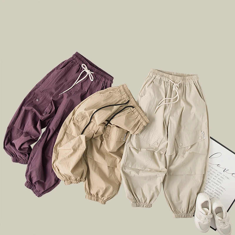 吴小越w525男童夏装工装伞兵裤宽松中大童男孩中裤夏款长裤子薄款