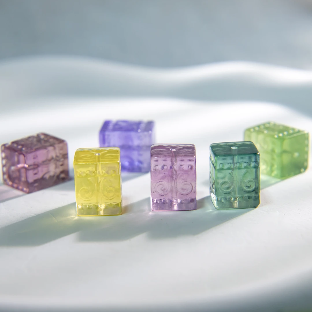 彩萤雕刻件回纹方糖手工制作 创意DIY