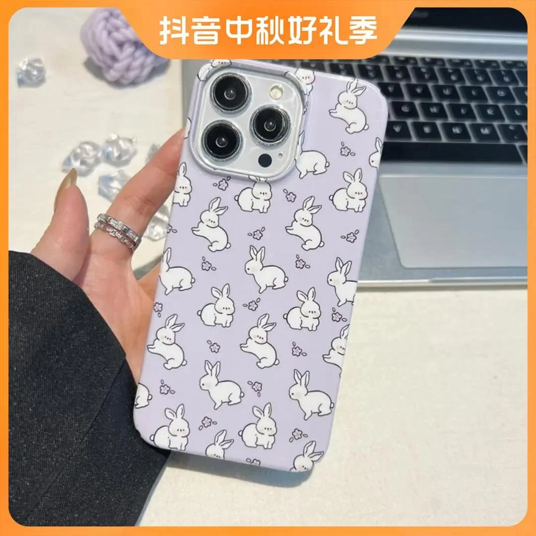 靓壳【苹果】紫色兔子亮面15菲林壳适用苹果14promax13pro12硬壳