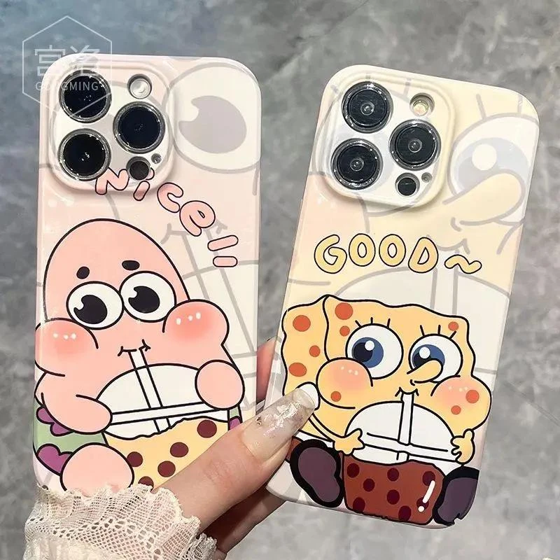 靓壳网红奶茶小海绵苹果14手机壳iphone13pro小米菲林硬壳情侣11