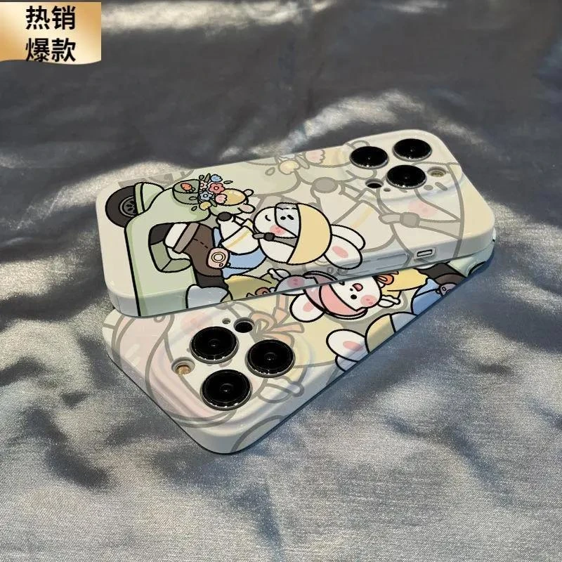 靓壳菲林摩托情侣兔子苹果14plus13promax手机壳iPhone12华为oppo