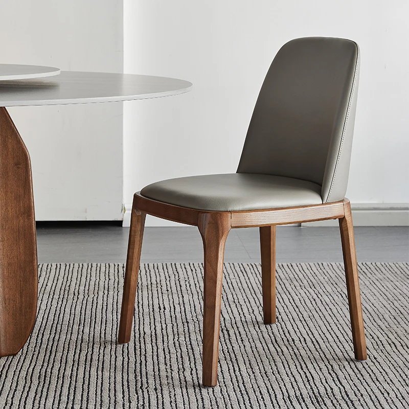 力格图轻奢实木餐椅家用餐厅现代简约靠背椅极简设计洽谈餐桌椅子