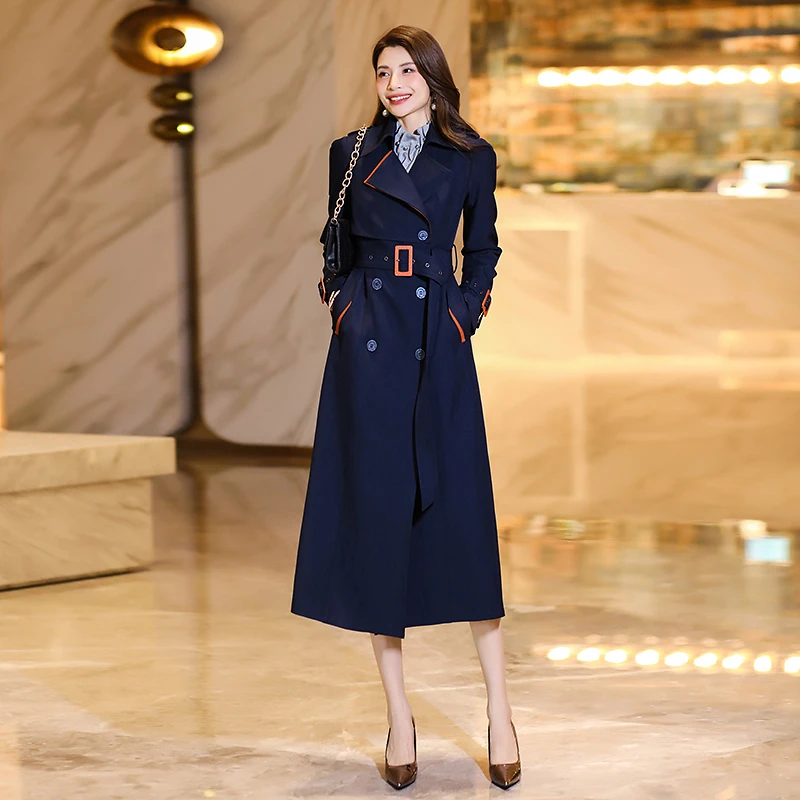 高级感风衣大衣女款秋2025新款气质显瘦长款过膝西装式翻领外套