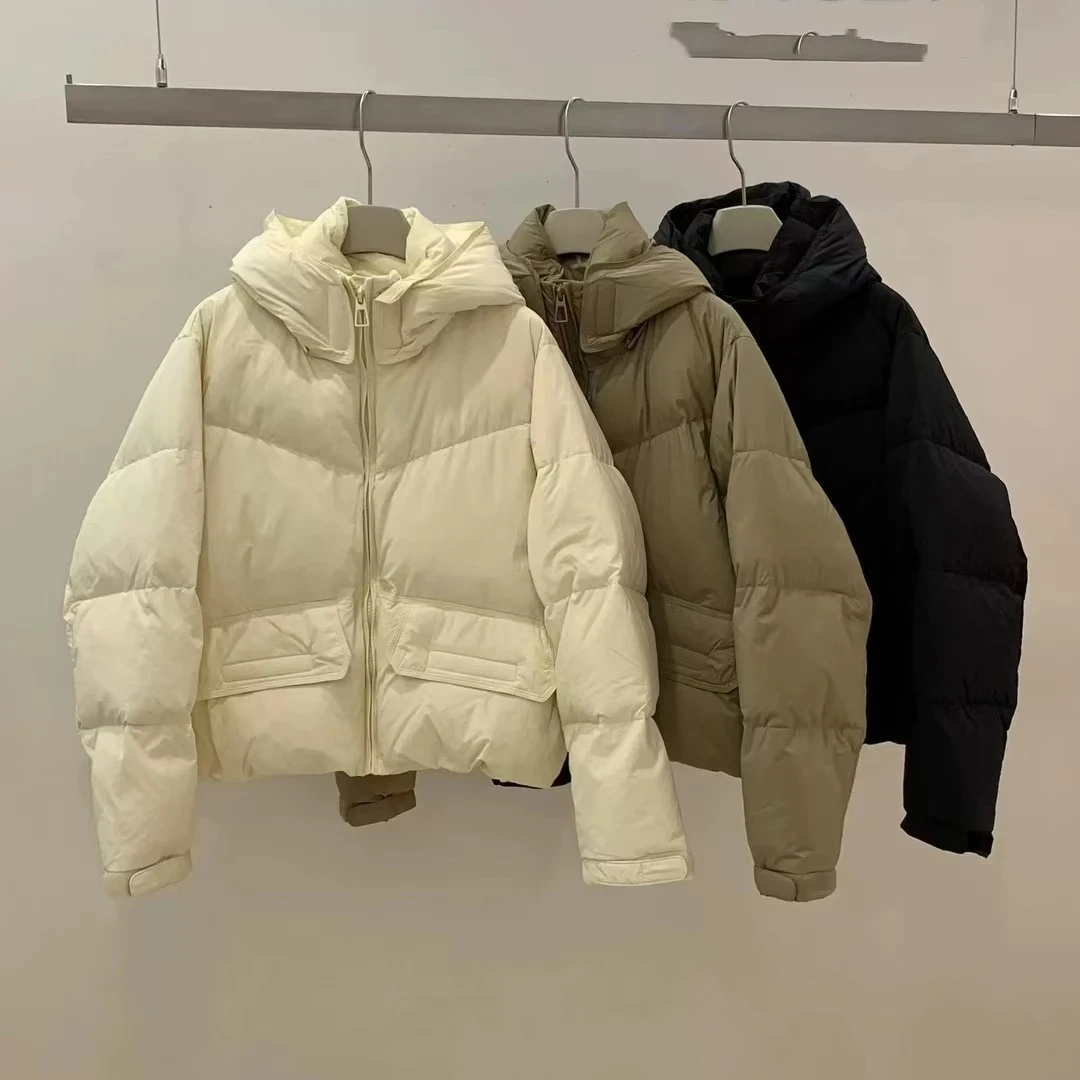 【丽鑫】8206魔术贴连帽90白鸭绒羽绒服（帽子可脱卸）