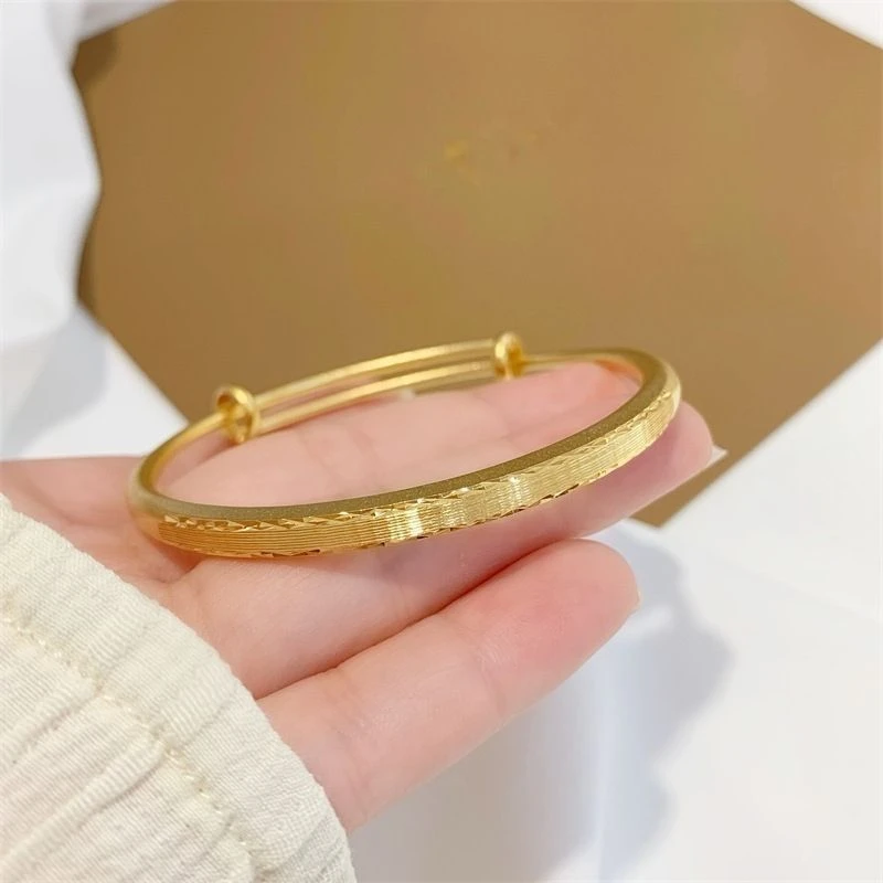 钛钢手镯 钛钢材质精品拉丝闪亮花纹手镯2025年新款首饰久不掉色