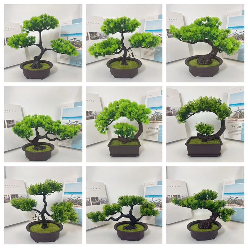 仿真迎客松植物盆栽室内绿植盆景桌面家居装饰摆件