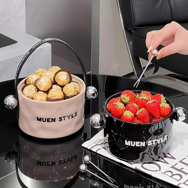 网红水果盘客厅家用新款零食盘轻奢高档手提果篮子高级感精致摆件