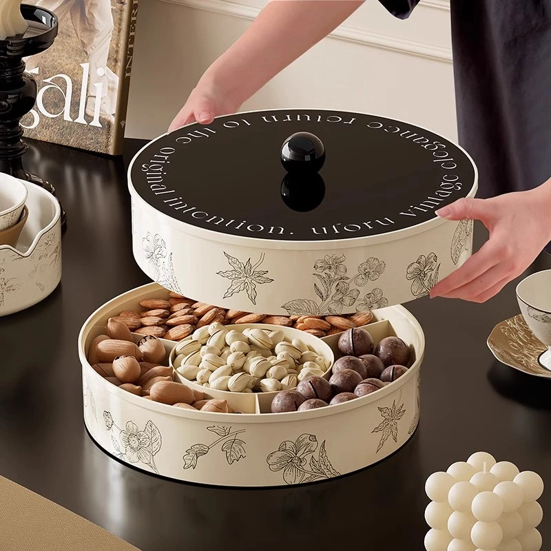 漫时光水果盘客厅茶几家用多层零食干果盘精致高颜值带盖子糖果盒